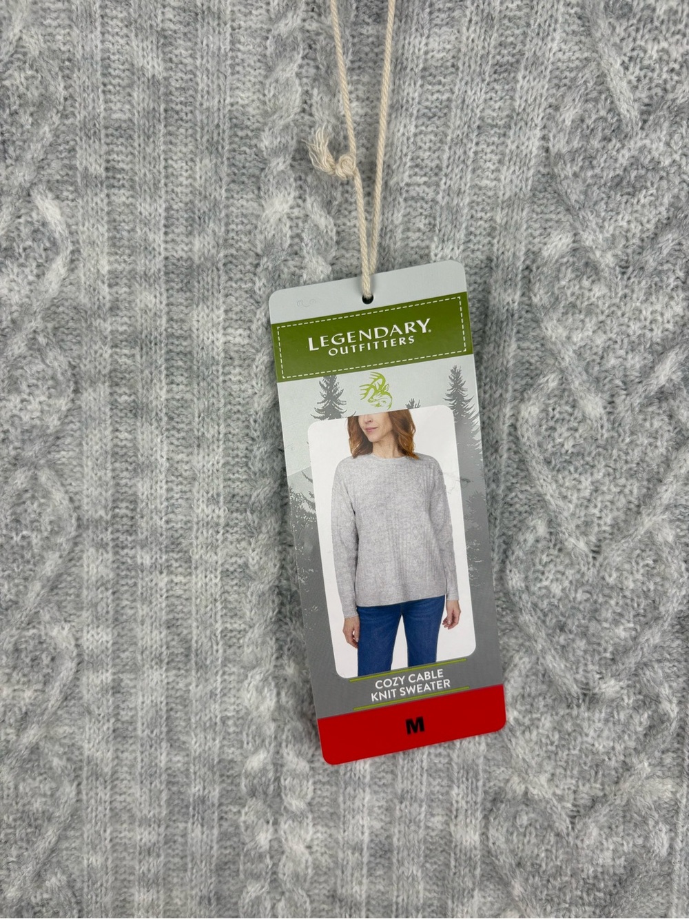 Legendary Outfitters Women's Cozy Cable Knit Sweater, Light Heather Gray, M New - Picture 2 of 8